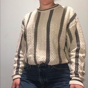 Vintage Cream and Green Sweater-Shenandoah